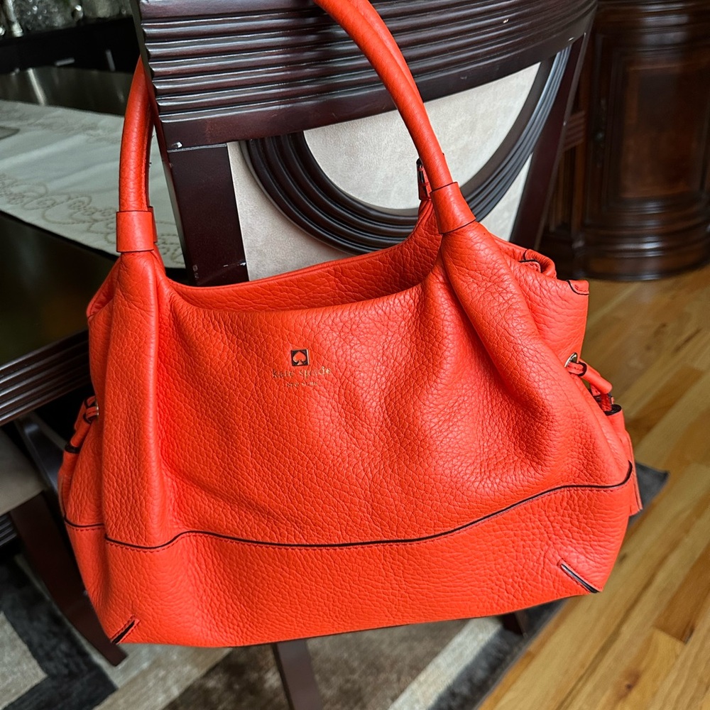 Kate Spade Orange Shoulder Bag with Textured Leather